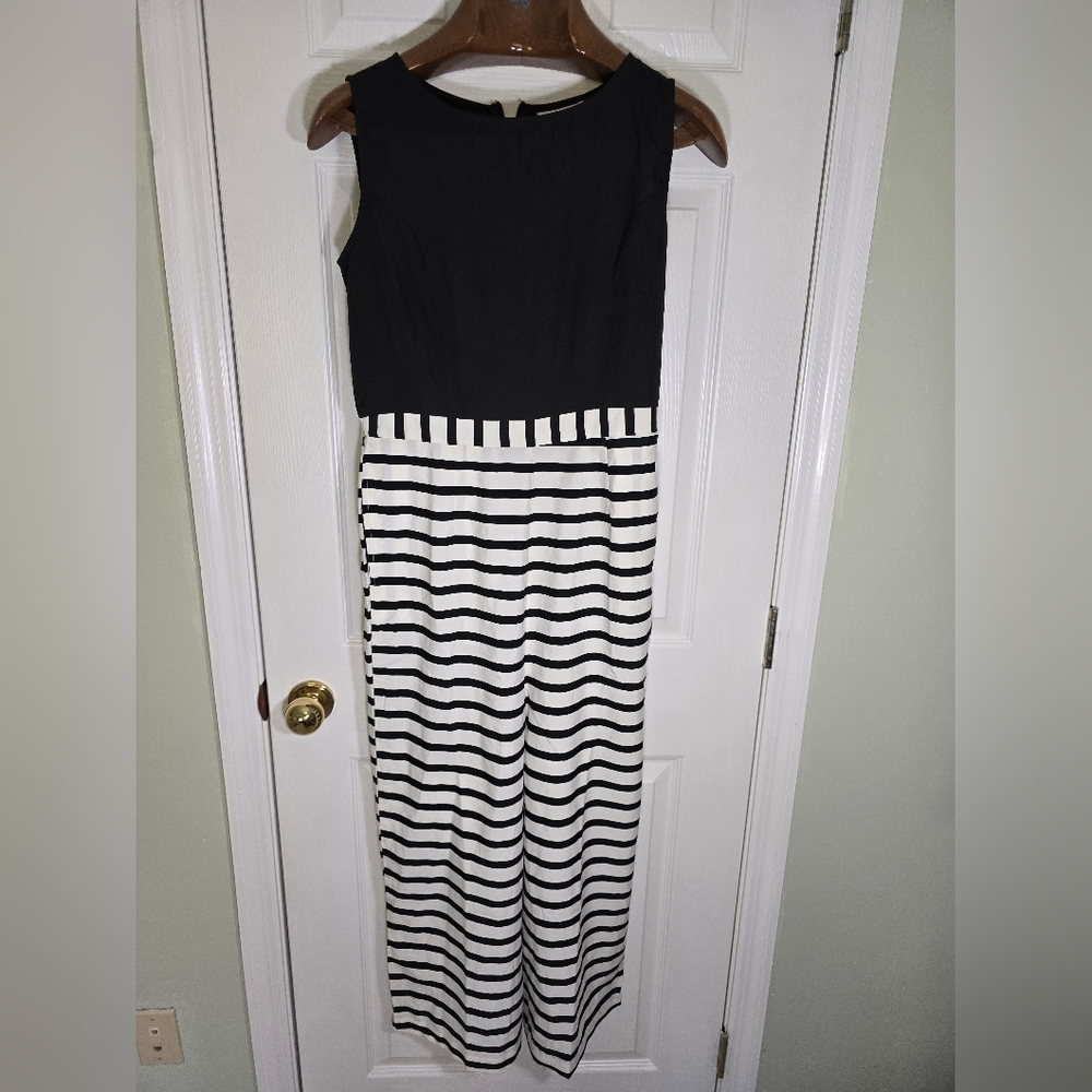 Elegant Black and White Striped Jumpsuit Garden Party Wedding Guest Softgirl